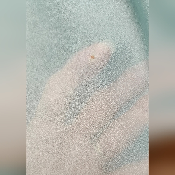 Light green sheer long sleeve Twiggy stand-up Collar Dress applied Decorations. - Picture 5 of 7